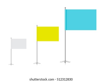 set of small table flags isolated on white background. blank table desk flags. vector mock-up