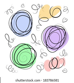 Set of small vector curls ornament. Calligraphic design elements.