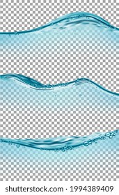 Pequeñas olas de agua sobre un fondo transparente. Ilustración del vector