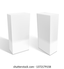 Set Of Small White Cardboard Boxes With Shadows. EPS10 Vector