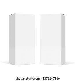 Set Of Small White Cardboard Boxes With Shadows. EPS10 Vector