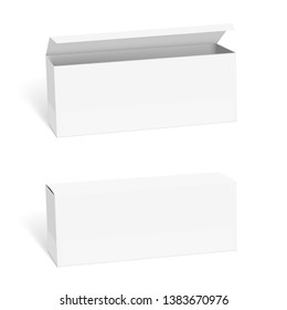 Set of Small White Cardboard Boxes For Tea Bags With Shadows. EPS10 Vector