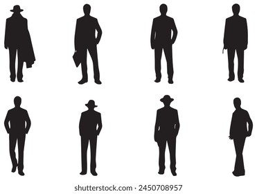 Set of Smart Businessman silhouette vector illustration