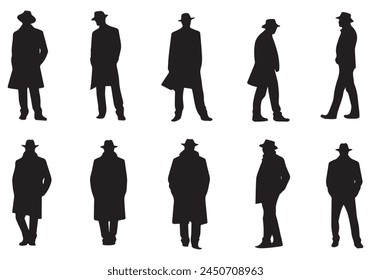 Set of Smart Businessman silhouette vector illustration