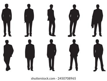 Set of Smart Businessman silhouette vector illustration