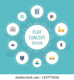 Set of smart city icons flat style symbols with smart energy, medical case, palette and other icons for your web mobile app logo design.