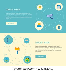 Set of smart city icons flat style symbols with interior, pipe line, video control and other icons for your web mobile app logo design.
