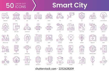 Set of smart city icons. Gradient style icon bundle. Vector Illustration