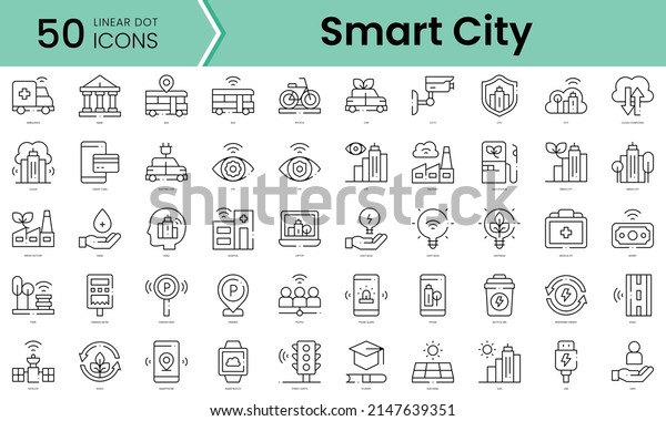 Set of smart city icons. Line art style\
icons bundle. vector\
illustration