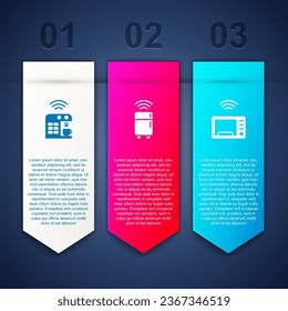 Set Smart coffee machine, refrigerator and microwave oven. Business infographic template. Vector