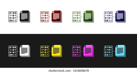 Set Smart contract icon isolated on black and white background. Blockchain technology, cryptocurrency mining, bitcoin, altcoins, digital money market. Vector Illustration