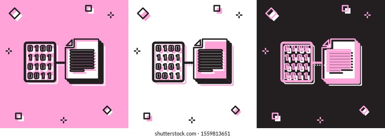 Set Smart contract icon isolated on pink and white, black background. Blockchain technology, cryptocurrency mining, bitcoin, altcoins, digital money market.  Vector Illustration