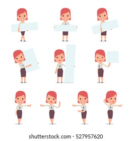 Juego de Chica Consultora de Personajes Inteligentes y Cutos para hacer Presentación para uso en Diseño, etc.