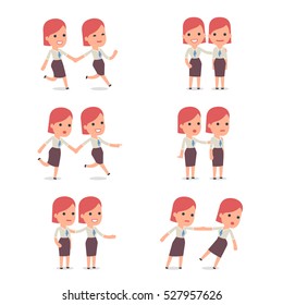 Set of Smart and Cute Character Consultant Girl  making Presentation for using in Design, etc.