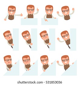 Set of Smart and Cute Character Genius making Presentation for using in Design, etc.