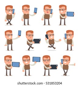 Set of Smart and Cute Character Genius making Presentation for using in Design, etc.