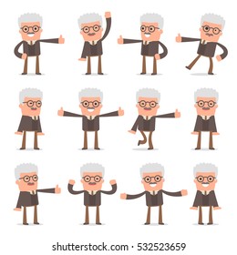 Set of Smart and Cute Character Professor making Presentation for using in Design, etc.