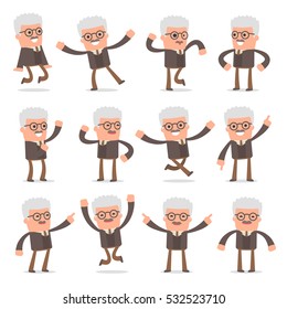 Set of Smart and Cute Character Professor making Presentation for using in Design, etc.