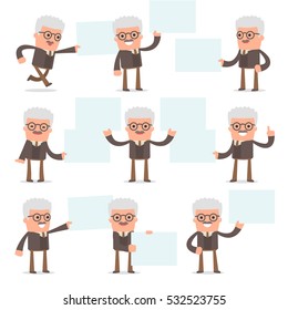 Set of Smart and Cute Character Professor making Presentation for using in Design, etc.