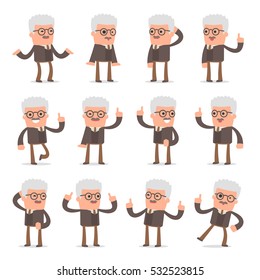 Set of Smart and Cute Character Professor making Presentation for using in Design, etc.