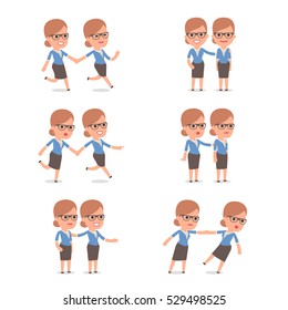 Set of Smart and Cute Character Teacher Girl  making Presentation for using in Design, etc.
