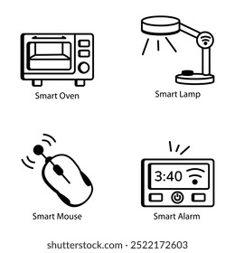 Conjunto de iconos de Doodle de dispositivos inteligentes 

