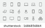 Set of smart devices and gadgets, computer equipment and electronics. Electronic devices icons for web and mobile vector line icon. Editable Stroke. 32x32 pixels.