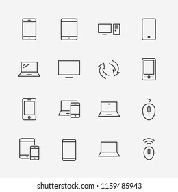 Set of smart devices and gadgets, computer equipment and electronics. Electronic devices icons for web and mobile vector line icon. Editable move. 32x32 pixels.