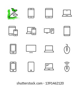 Set of smart devices and gadgets, computer equipment and electronics. Electronic devices icons for web and mobile vector line icon. Editable Stroke. 32x32 pixels.