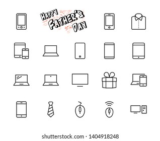 Set of smart devices and gadgets, computer equipment and electronics. Electronic devices icons for web and mobile vector line icon. Editable Stroke. 32x32 pixels.