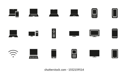  A set of smart devices and gadgets, computer hardware and electronics. Electronic device icons for web and mobile vector lines. Editable stroke. 48x48 pixels.