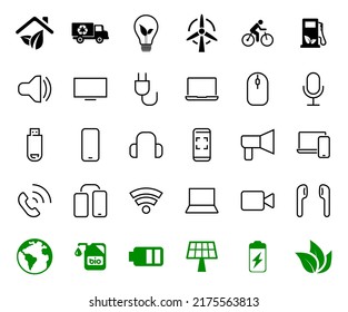 A set of smart devices and gadgets, computer hardware and electronics. Electronic devices icons for web and mobile vector lines. computer, telephone. Editable stroke. 48x48 pixels.