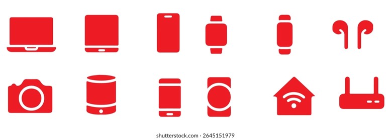 Conjunto de dispositivos e aparelhos inteligentes, equipamentos informáticos e eletrônicos. Conjunto de ícones de dispositivos eletrônicos
