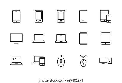 Set of smart devices and gadgets, computer equipment and electro