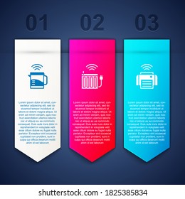 Set Smart electric kettle, heating radiator and printer. Business infographic template. Vector.
