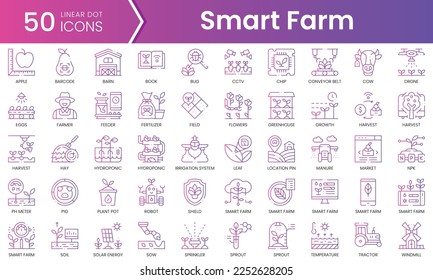 Set of smart farm icons. Gradient style icon bundle. Vector Illustration
