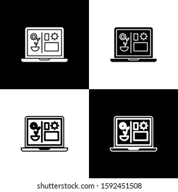 Set Smart farming technology - farm automation system icon isolated on black and white background.  Vector Illustration