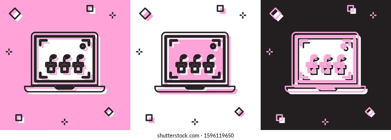 Set Smart farming technology - farm automation system icon isolated on pink and white, black background.  Vector Illustration
