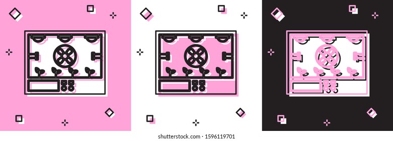Set Smart farming technology - farm automation system icon isolated on pink and white, black background.  Vector Illustration
