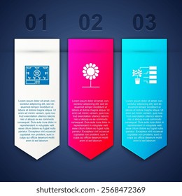 Set Smart farming technology, Flower and analysis. Business infographic template. Vector