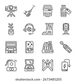 Set of Smart Gadgets Line Style Icons 

