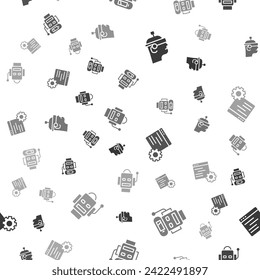 Set Smart glasses, Robot low battery charge, Computer api interface and  on seamless pattern. Vector