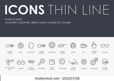 Set of SMART GLASSES Thin Line Vector Icons and Pictograms