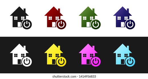 Set Smart home icon isolated on black and white background. Remote control. Vector Illustration
