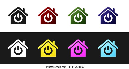 Set Smart home icon isolated on black and white background. Remote control. Vector Illustration