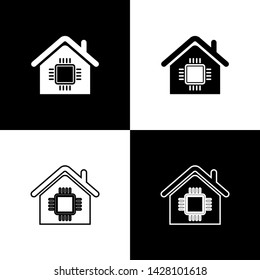 Set Smart home icon isolated icons isolated on black and white background. Remote control. Vector Illustration