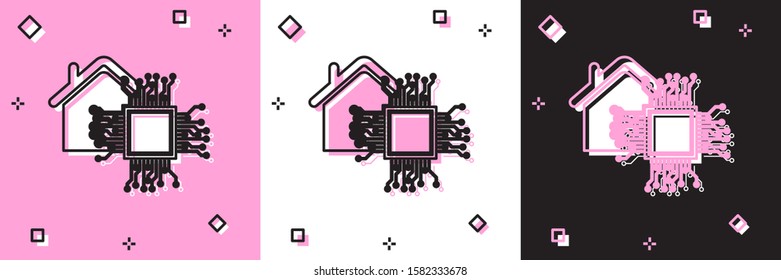 Set Smart home icon isolated on pink and white, black background. Remote control.  Vector Illustration