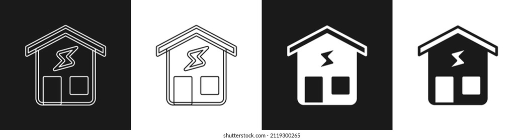 Establezca el icono de inicio inteligente aislado en fondo blanco y negro. Control remoto.  Vector