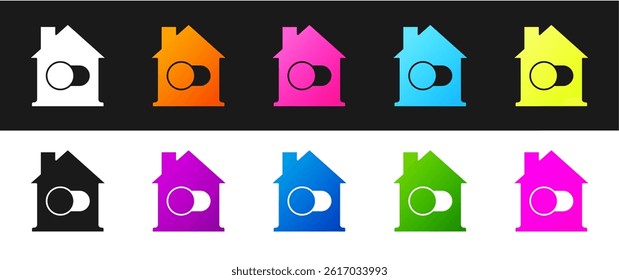 Set Smart home icon isolated on black and white background. Remote control.  Vector