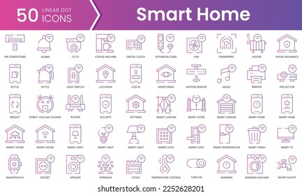Set of smart home icons. Gradient style icon bundle. Vector Illustration